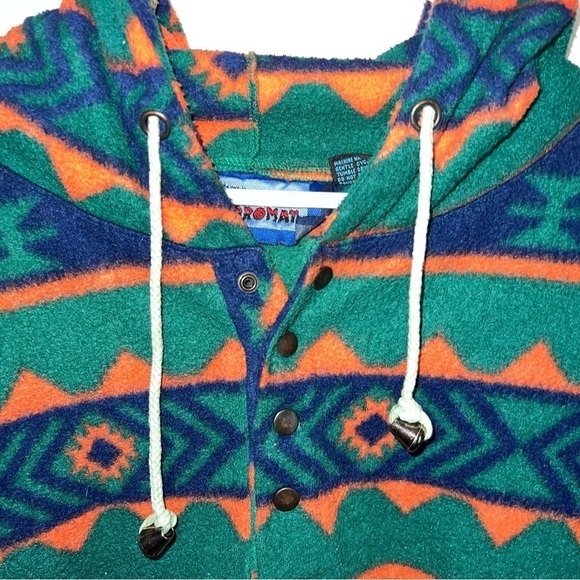 Laundromat Vintage 90’s Aztec Poly Fleece Hooded Pullover Size Large - Picture 4 of 9